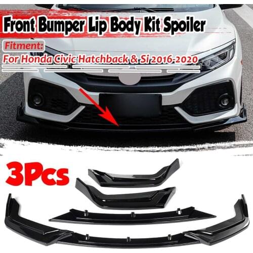 3Pieces Car Front Bumper Lip Deflector Lips Splitter Body Kit Spoiler Guard Cover For Honda For Civic Hatchback & Si 2016-2020