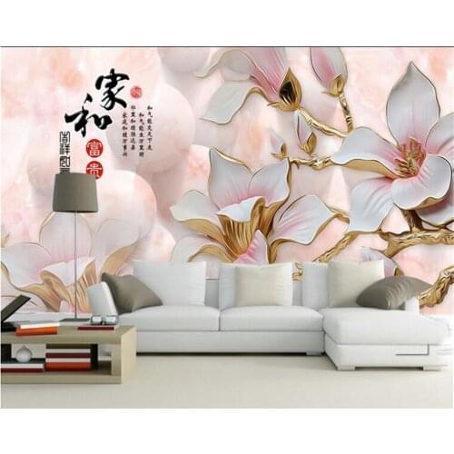 Beibehang Custom Mural House Living Room Bedroom TV Background Mural Embossed Orchid Background mural wallpaper for walls 3 d