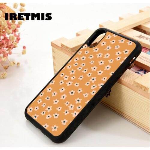 Iretmis 5 5S SE 6 6S TPU Silicone Rubber Phone Case Cover for iPhone 7 8 Plus X Xs 11 12 MINI Pro Max XR Autumn Flowers Yellow