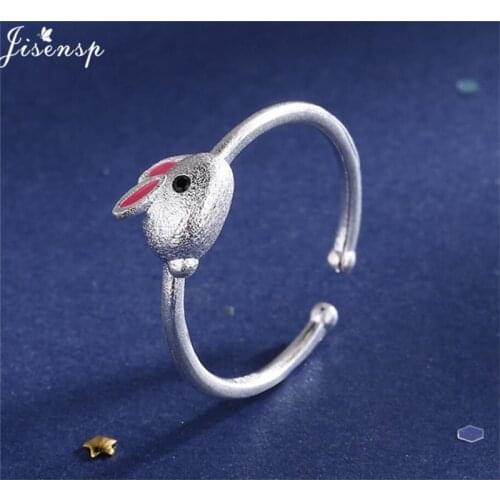 Jisensp Lovely Rabbit Ring Children Animal Open Finger Rings for Women Girl Birthday Gift Valentines Day Jewelry anillos