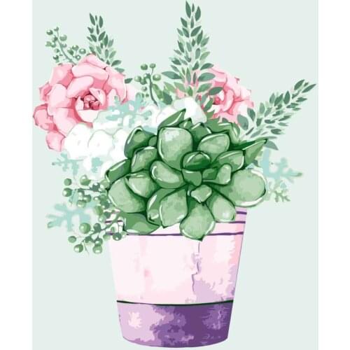 Cioioil-C258 succulents - Rainbow Jade Painting By Numbers Canvas Painitng Home Wall Art Picture Coloring By Numbers