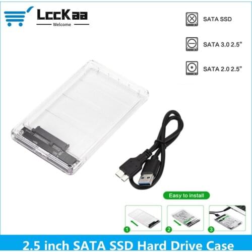 LccKaa USB3.0 HDD Enclosure 2.5inch Serial Port SATA SSD Hard Drive Case Support 2TB transparent Mobile External HDD Case