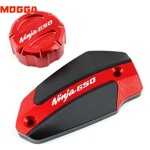For Kawasaki Ninja 650 NINJA650 2016-2018 Motorcycle Front & Rear Brake Fluid Reservoir Cap Cylinder cover With Logo Ninja650