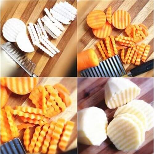 Stainless Steel Kitchen Cooking Cutter Tool Simple and Creative French Fries Vegetables Potato Wavy Cutter Kitchen Accessories