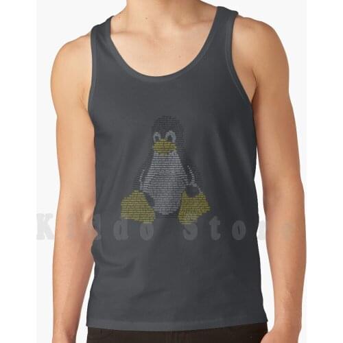 Linux Tux-Commands tank tops vest 100% Cotton Arch Debian Ubuntu Centos Red Hat Fedora Mint Cinnamon Gnome Gnu Mit