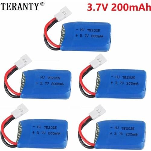 5Pcs 3.7V 200mAh Lipo Battery for Syma X4 X11 X13 Remote Control Helicopter 3.7V lithium battery Aircraft model 752025
