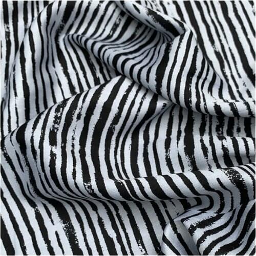 Width 55" Matte Zebra Print Thin Cotton Satin Fabric By The Half Yard For Dress Shirt Material