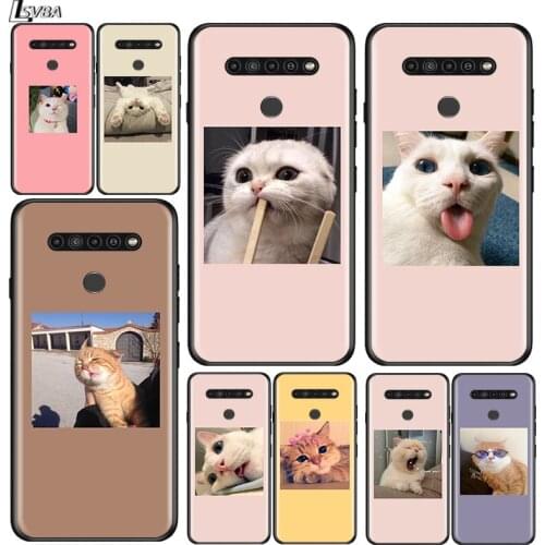 Cute Lovely Cat for LG G8 G8S G8X V30 V35 V40 V50 V60 ThinQ Q60 K40 K50 K51 K61 K71 K92 K62 Soft Black Phone Case