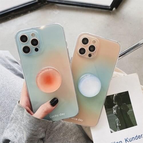 Retro sweet Crystal Bracket Gradient art Japanese Phone Case For iPhone 12 11 Pro Max Xs Max XR X 7 8 Plus 7Plus case Cute Cover