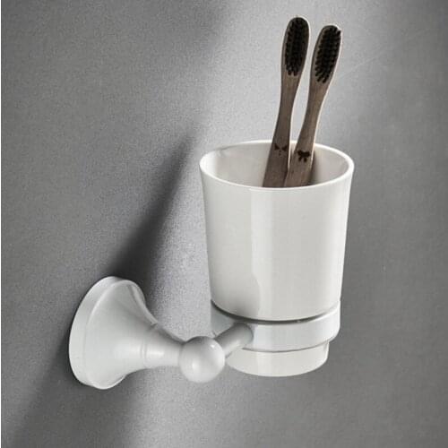 Wall-mounted Mouthwash Cup Holder Double Toothbrush Ceramic Cup Holder Bathroom Accessories Bathroom Hardware Set Stand For Mugs