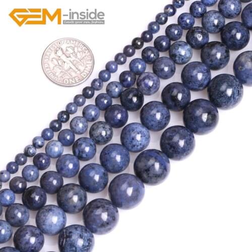 Natural 4mm-12mm A Grade Dumortierite Stone Semi Precious Dark Blue Round Shape Bead for Jewelry Making DIY Strand 15" Wholesale