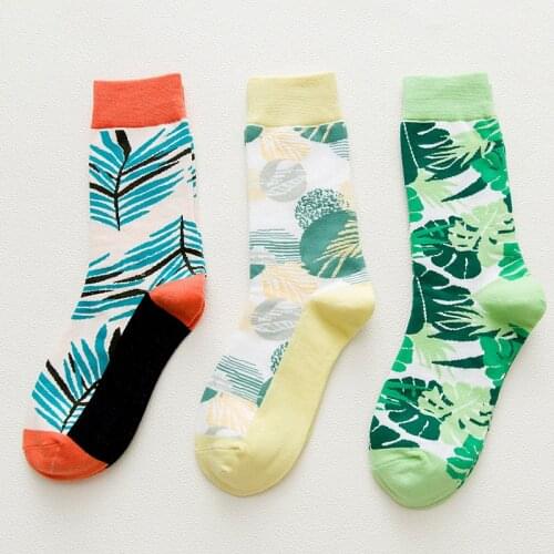 2020 Fashion Style Socks Leaves Green Monstera Short Pattern Funny Cotton Socks Women Winter Men Unisex Plant Short Socks Female