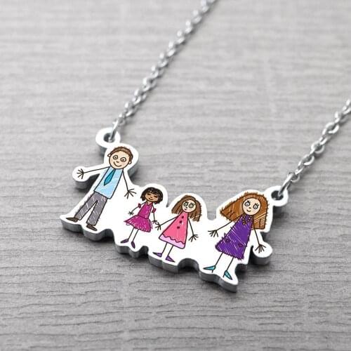 Photo Necklace,Picture Necklace,Children Drawing Necklace, Gift for Mom, Christmas Gift,Kids Artwork Necklaces