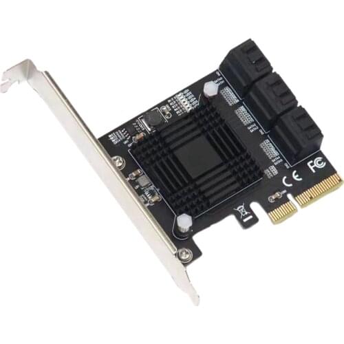 PCI-E to 6-Port SATA 3.0 Expansion Card, Computer SATA Array Adapter Card, High-Speed Card
