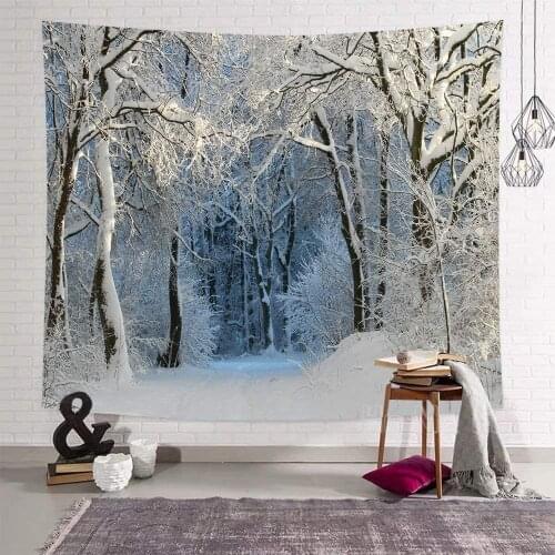 Christmas Tapestry Winter Snow Tree Wall Hanging For Bedroom Livingroom Party Dorm