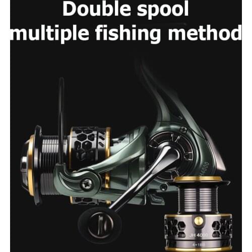 LINNHUE Fishing Reel JH3000 4000 Spinning No Gap Saltwater Reel Carp Fishing Reels Coil Spinning Reel Free Metal Spare Spool