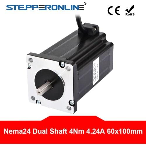 Dual Shaft Nema 24 Stepper Motor 4.2A 4Nm(566 oz.in) 60x60x100mm 4-lead 8mm Shaft for CNC Lathe Router