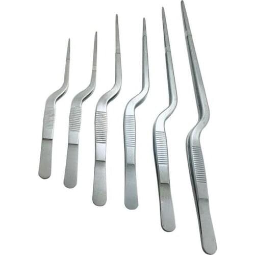 Multiple specifications Professional Chef Plating Tweezer Tongs Serving Presentation Stainless Steel Offset Chef Kitchen Tool