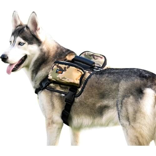 Dog Harness Leash with Handle Dog Vest with Removable Saddle Bag for Outing. Suit with Rope for Large Size Dogs