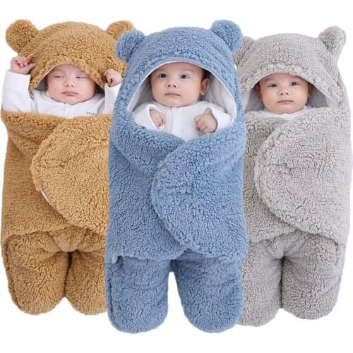 Baby Sleeping Bag Ultra-Soft Fluffy Fleece Newborn Receiving Blanket Infant Boys Girls ClothesSleeping Nursery Wrap Swaddle