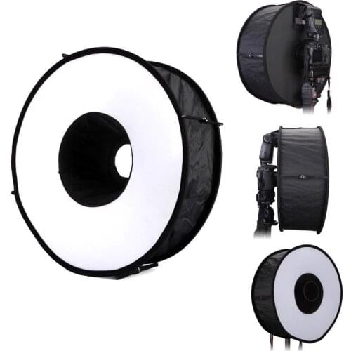 Lightdow 45cm Foldable Ring Speedlite Flash Diffuser Macro Shoot Round Softbox for Canon Nikon Sony Pentax Godox Speedlight