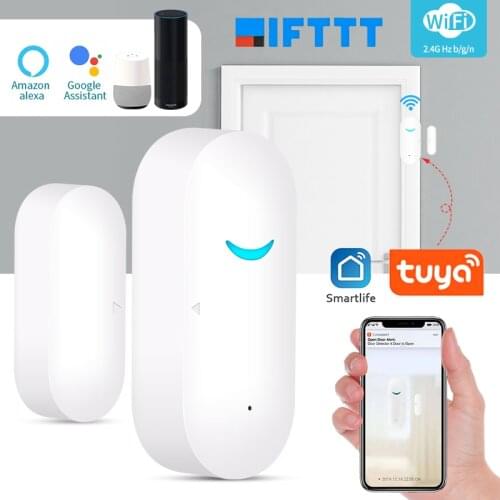 Tuya Smart Wifi Door Sensor Door Open / Closed Detectors Magnetic Window Sensor Home Security Alarm Work With Alexa Google Home