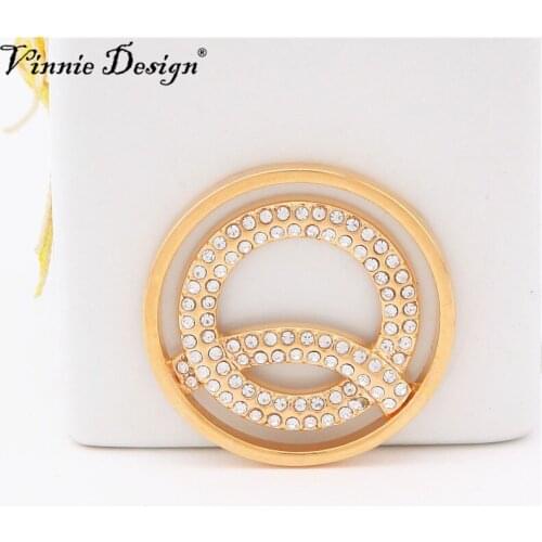 Vinnie Design Jewelry Rose Gold 33mm Crystal Coin for Frame Pendant Coin Keeper