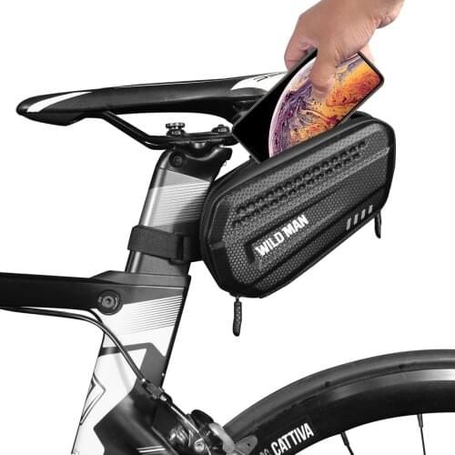 WILD MAN Hard Shell Bike Saddle Bag Tail Back Tool Kit Convenient Mountain Bicycle Phone Bag MTB Waterproof Cycling Accessories