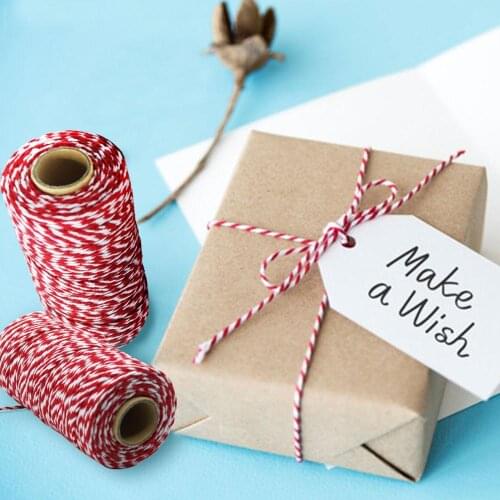 100Meter/Roll Two Colors Cotton Baker Twine Rope Cord Christmas Wedding Decoration Gift Packaging String DIY Gift Crafts Wrap