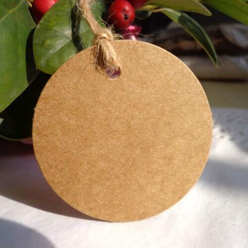 100pcs Dia.5cm Round Brown b12 Black Kids Hang Cards Label Fashion Kraft Paper Tag Bookmark