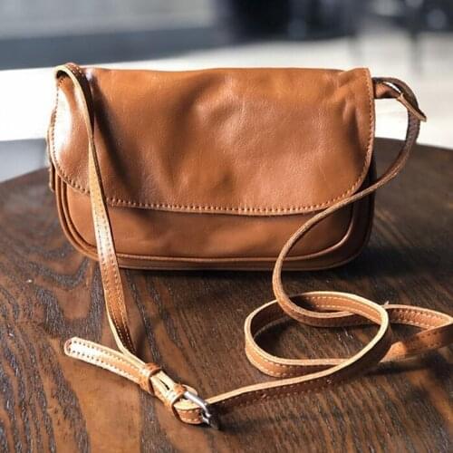 2021retro leather shoulder bag first layer cowhide single shoulder female bag casual messenger bag trendy female messenger bag