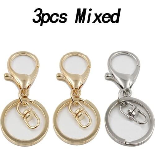 3pcs eco-friendly DIY material keychain lobster clasp three-piece gold white K bag multi-purpose pendant accessories