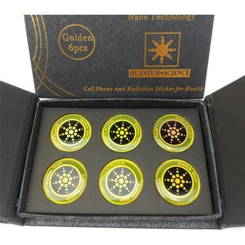 30pcs/lot Golden/Silver Round Mobile Phone Sticker with Negative Ion Anti Radiation Shield Health Energy Phone Tags