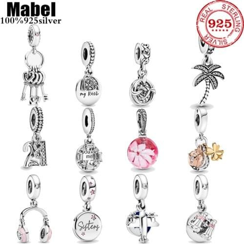 925 Sterling Silver Dumbo and Mrs. Jumbo clover butterfly flower DIY fine beads Fit Original Pandora Charm Bracelet Jewelry F039