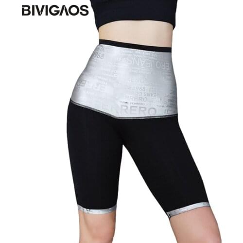 BIVIGAOS Summer Women Letter High Waist Sweat Cycling Shorts Sports Black Fitness Biker Shorts Waistband Shaping Shorts