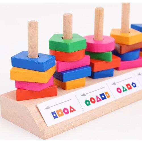 Children Educational Jigsaw Shapes Colors Block Matchting Puzzle Game Baby Early Learning Sorting Nesting Montessori Wooden Toys