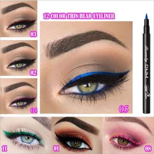 DNM 12 Colored Matte Liquid Eyeliner Black Purple Blue Long-lasting Waterproof Color Delineador De Ojos T1250