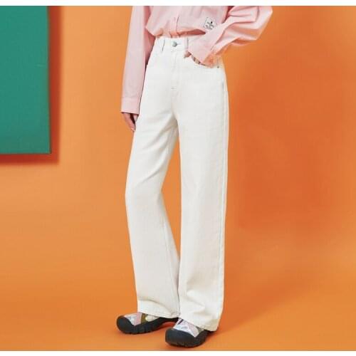 SEMIR Jeans Women Open Thread Gentle Wind Hits Color 2021 Autumn New Style Thin Straight Leg Pants Ladies Trousers