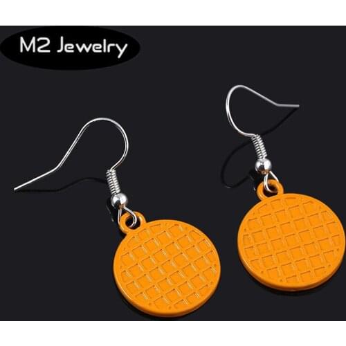 Horror TV Stranger Things Waffles Logo Enamel Earrings For Women Coslpay Movie Jewelry Gift