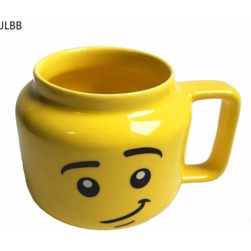 Ceramic Coffee Mug Smiling Expression Drinkware mugs coffee cups yellow Cute smiley Q Styles large capacity Water cup for gifts