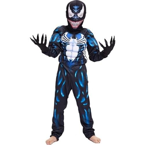Disney Anime Cartoon Venom Spider-Man Halloween Cosplay Costumes 3 PCS/lot Boys Performance Clothing Christmas Gifts