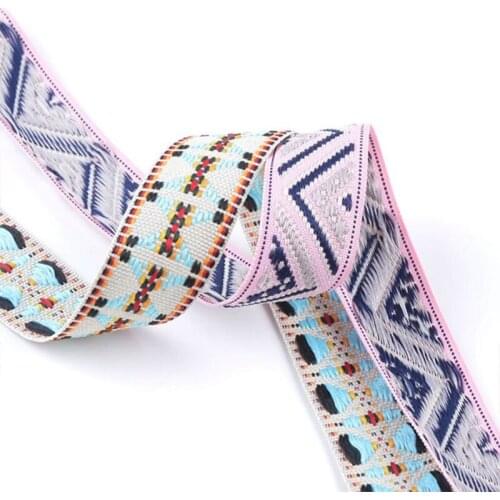 Hot-selling Ethnic Jacquard Webbing Polyester Webbing Clothing Accessories Home Textile Pillow Square Geometric Jacquard Webbing