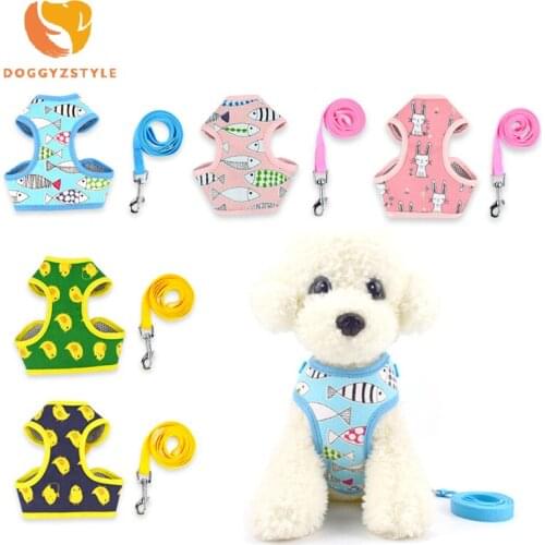 Cute Nylon Mesh Kitten Puppy Dogs Harness And Leash Set Breathable Dogs Vest Harness Leads Pet Clothes For Small Dogs