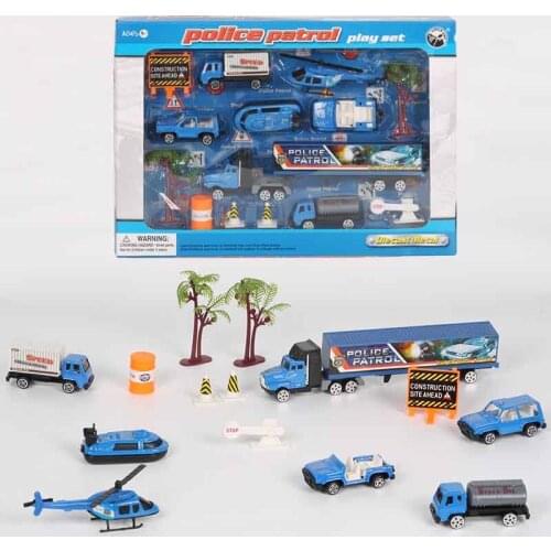 Mini Die-Casting Alloy Car Model Engineering Toy Car Helicopter Long Cabinet Truck Birthday Gift Boy Toy HC0070