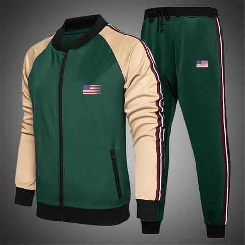 Mens Sports Tracksuit 2 Piece Hip Hop Pants Jacket Sweatsuit Sweatshirt Set