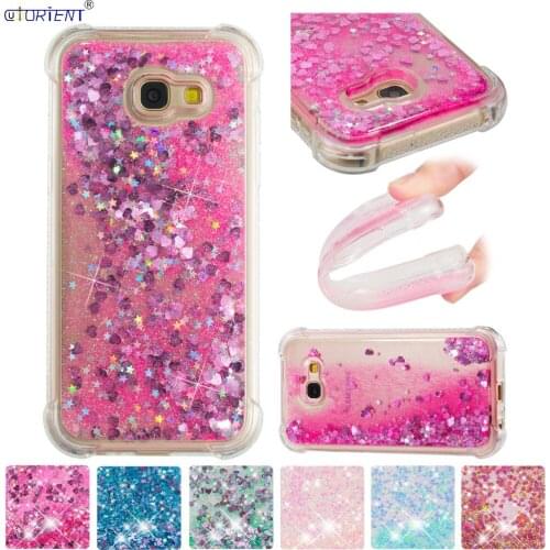 Soft Silicone Bumper Case For Samsung Galaxy A5 2017 SM-A520F/DS SM-A520X Bling Glitter Stars Liquid Quicksand Phone Cover Funda
