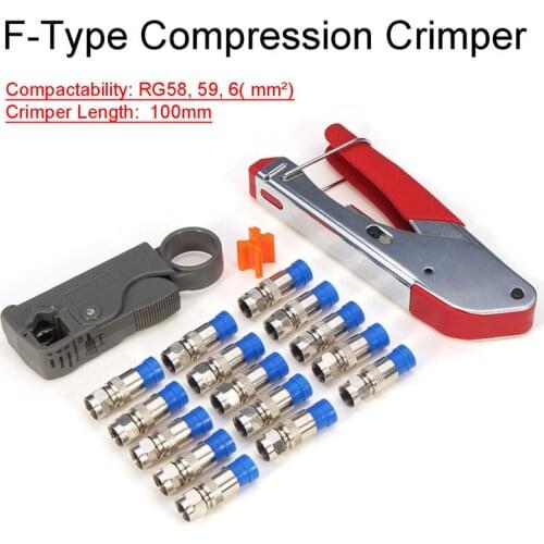 Coaxial Cable Manual Crimping Tool Set Kit For F-Type Connector RG58 RG59 RG6 Coax Cable Crimper With Compression Connectors