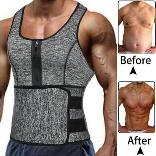Sauna Waist Trainer Vest for Men Weight Loss Sweat Vest Tummy Control Trimmer Belts Neoprene Shapewear Workout Upper Body Shaper
