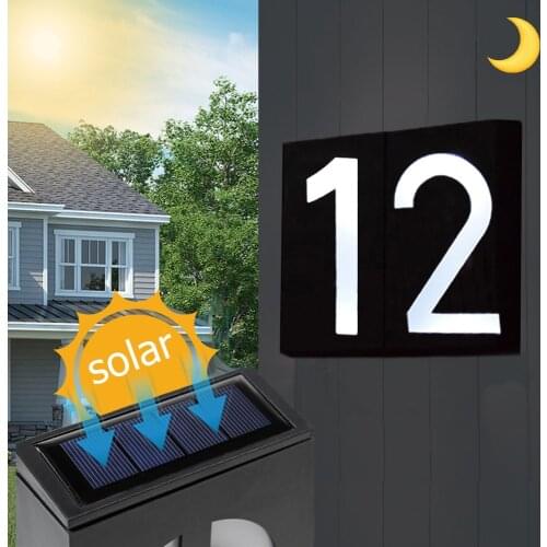 House Number Doorplate Digital Solar Light LED Address Signs Door Number Digits Wall Mount Number For Home With Battery