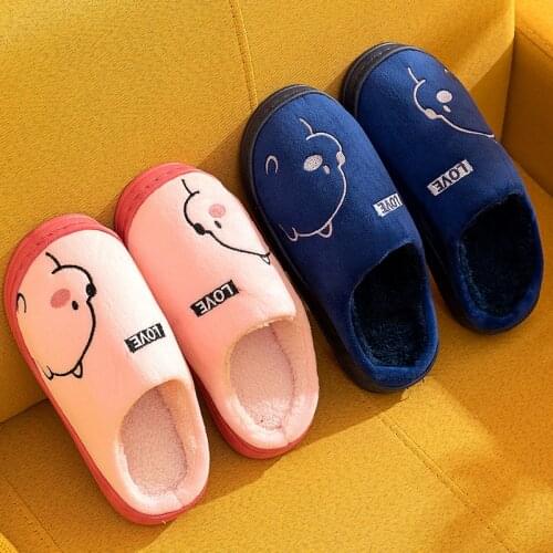 New Women Slippers Winter Warm House Shoes Soft Anti-Slip Plush Cotton Shoes Men Lovers Bedroom Slippers Ladies Cute Fur Slides